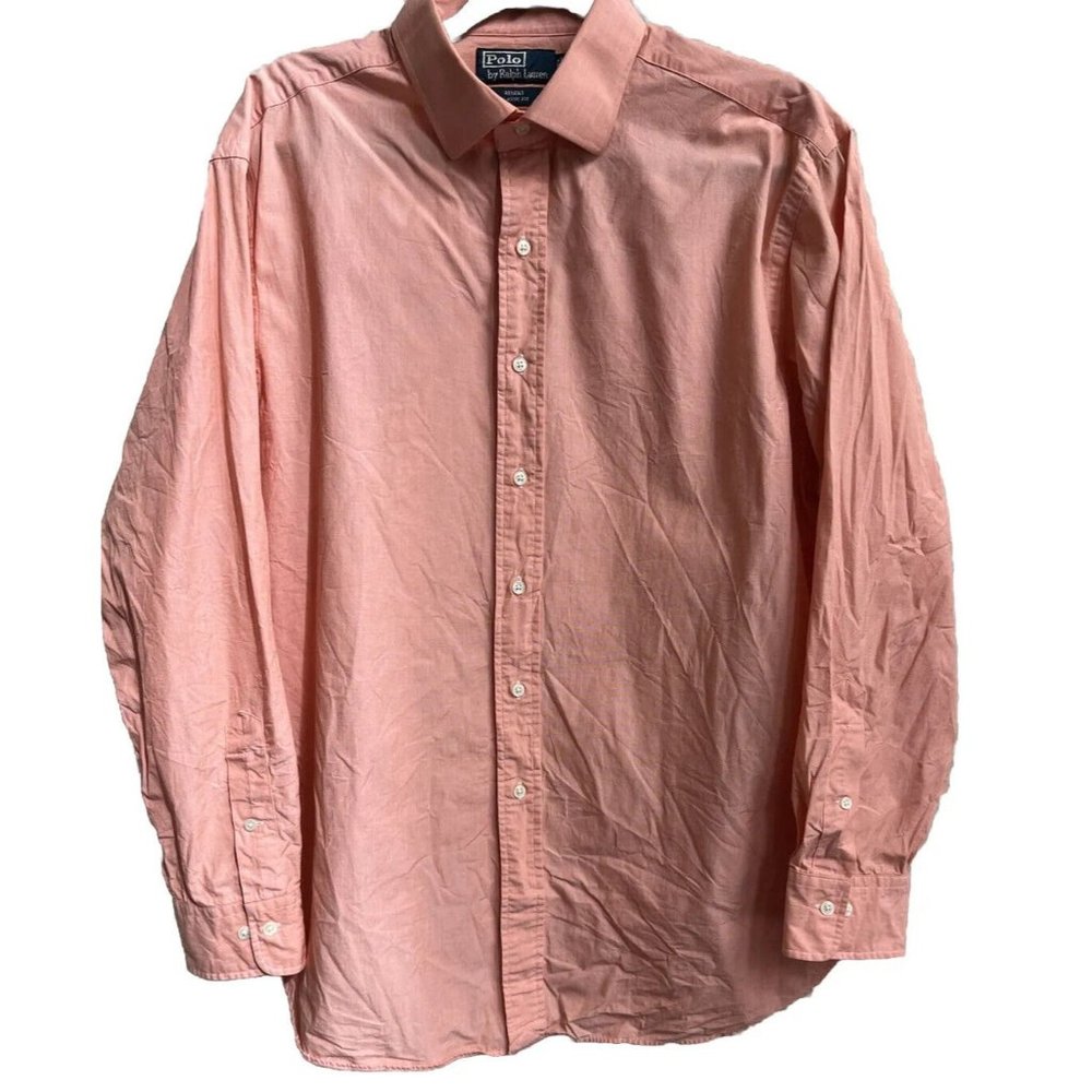 Polo Ralph Lauren Regent long sleeve salmon button shirt / 17.5- 34/35 Orange XL